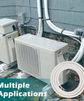 Installed Mini Split Line Set Kit With Sixteen Foot Copper Line Pipes One Quarter Inch And One Half Inch Outer Diameter