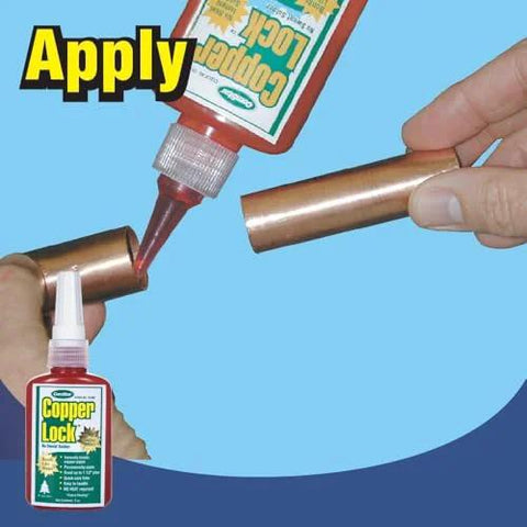 Applying Copper Lock Liquid Solder for Copper and Brass Pipes No Heat No Torch Plumbing Adhesive to pipe joint