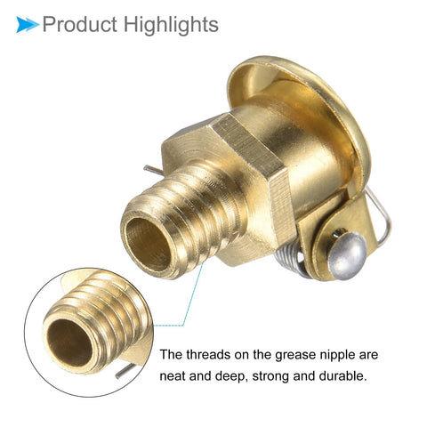 Close-up of Copper Oil Cup Cap Set With M6x1 Thread for lathe machines and mechanical lubrication, highlighting thread detail.