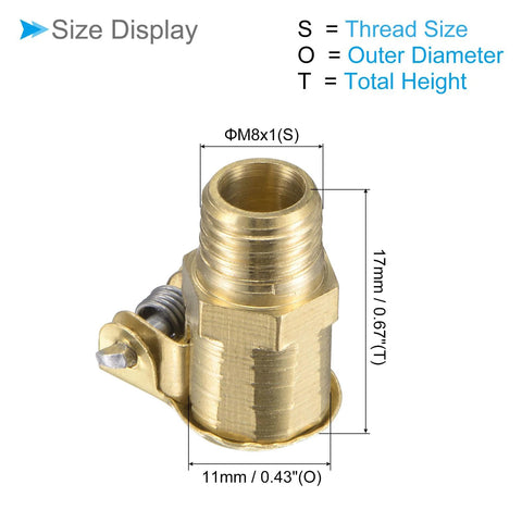 Copper Oil Cup Cap M8x1 Thread For Industrial Lubrication Oil Container Oiler For Lathe Machine Power Accessories, size details visible