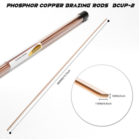 Copper Phosphorus Brazing Rods For HVAC And Refrigeration Repairs Fifteen Point Seven Inches Long Flux Coated BCuP 2 30 Pieces Low Melting Point