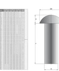 Technical diagram of Copper Solid Rivets M6 By 50mm Round Head With 11mm Hat Diameter Copper Finish Fasteners for electrical use.