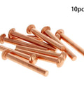 Copper Solid Rivets M6 By 50mm Round Head With 11mm Hat Diameter Copper Finish Fasteners for Electrical Applications, 10 pieces.