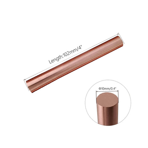 99.98 Percent Pure Copper Rod 10mm Diameter 102mm Length Solid Copper Round Bar for DIY Metalworking Projects