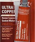 Ultra Copper RTV Silicone Gasket Maker, 3 Oz High Temp Sealant That Withstands Up To 700 Degrees Fahrenheit displayed in packaging