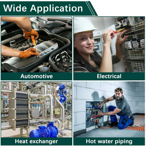 Wide applications of Copper Sealing Washers Set 350 Pcs 10 Sizes M5–M14 for Auto and Motorcycle in automotive, electrical, heat exchangers, and hot water piping.