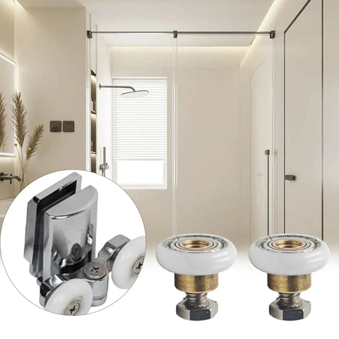 Four Sets 23mm Shower Door Rollers With Screws Replacement Wheels For Bathroom Sliding Doors Includes Copper Construction