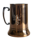 Classic Stainless Steel 20 Ounce Double Wall Beer Stein With Easy Grip Handle Vacuum Insulated Tankard Copper Finish front view