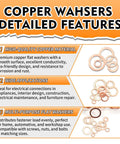 Copper washers detailed features with high-quality material, wide applications, multi-purpose use for automotive and workshop