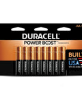 Pack of Coppertop AA Alkaline Batteries With Power Boost for home and office use, shown in packaging with USA label.