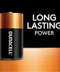 Coppertop D Alkaline Batteries 8 Pack For Household And Office Devices with long-lasting power on black background.