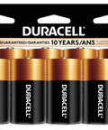 Coppertop D Alkaline Batteries 8 Pack For Household And Office Devices, front view of Duracell packaging with batteries visible