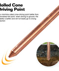 Heavy Duty Pro Grade Beast Three Eighths Inch By Four Foot Copperweld Grounding Rod with hardened steel core tip view