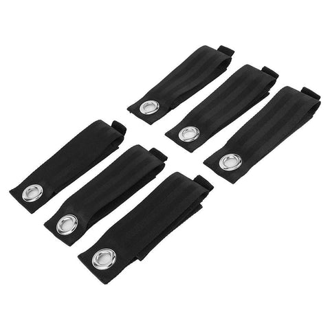 Six Pack Extension Cord Holders Organizer And Hose Storage Straps Hangers for indoor and outdoor use displayed in black nylon