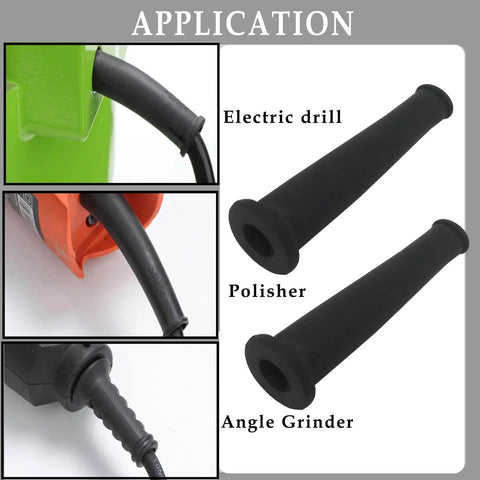 Set Of 10 Pro Grade 110 Angle Grinder Cable Gland Protectors for 110 Power Tools installed on drill and grinder