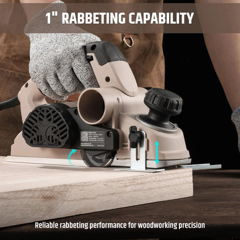Effortlessly smooth and shape wood with a corded electric hand planer, delivering a 7.7 Amp motor at 15,000 RPM