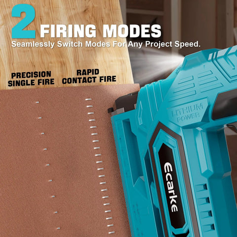 Effortless cordless 18 gauge brad nailer for precise trim, cabinetry, and light upholstery close-up showing two firing modes
