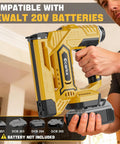 Cordless 18GA Brad Nailer 2-in-1 with DeWalt 20V battery compatibility held by person, no battery included