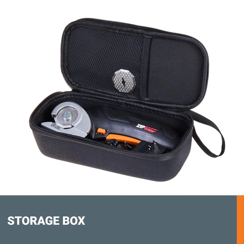 ZipSnip Cordless Electric Scissors 4V Box Cutter For Fabric With 2 Safety Blades in storage bag