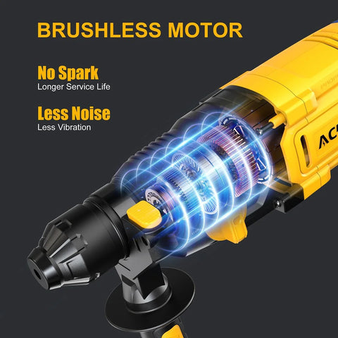 Compact cordless SDS Plus hammer drill with 3J impact energy and four modes hammer drill hammer-drill and chisel features