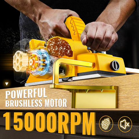 Cordless Three And A Quarter Inch Hand Planer With Brushless 15000 RPM 82 Millimeter Width Depth 0 To 2 Millimeter Ideal For Smoothing