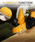 Cordless 3-1/4 inch hand planer compatible with Dewalt 20V MAX batteries, featuring a brushless motor up to 16,000 RPM.
