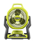 Cordless Hybrid 18V 7.5 Inch Whisper Series Fan Tool Only Green Ryobi PCL811B One Plus Compatible Front View