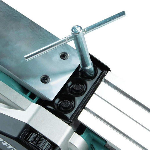 Close-up of the control mechanism on a Cordless 18V LXT Brushless 3-1/4 Inch Planer With AWS For Dust Extraction Delivers Fast 15,000 RPM Stock Removal, Tool Only Unit Built For Finish Carpenters, Door And Window Installers, And Remodelers Needing Portable On Site Power.