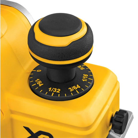 Close-up of adjustment knob on Cordless 20V Max Planer Bare Tool Only With 30,000 CPM And 2 Mm Cut Depth Brushless Motor
