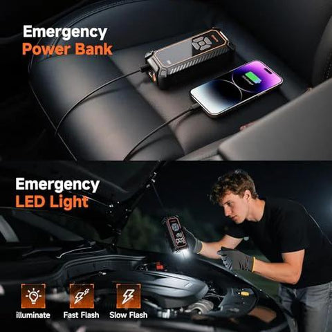 Cordless Tire Inflator Portable Air Compressor With 150 PSI Dual Power 6000mAh Battery And 12V DC Fast Air Pump shown in use