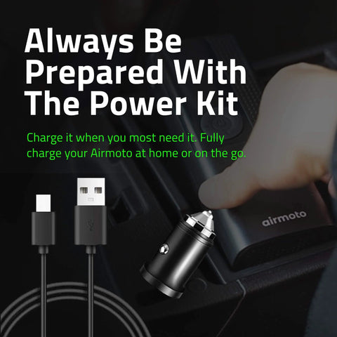 Cordless Tire Inflator With Power Kit Bundle For On The Road Charging, USB and car charger components shown, close-up view.