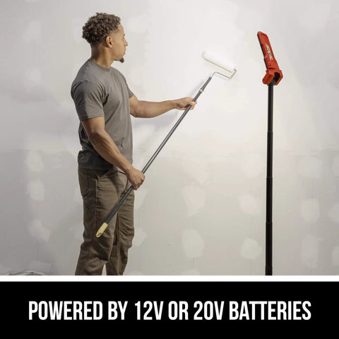 Cordless Compact Tower Light Kit With 20V Power Includes A 2.0Ah USB C Battery And USB C Charger in use on job site