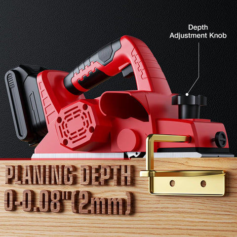 Side view of Milwaukee Cordless Three And One Quarter Inch Wood Planer With Brushless Motor 18V Max Bare Tool, depth adjustment knob