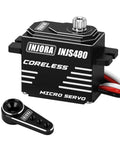 Coreless Micro Servo with Servo Horn for 1/24 Axial SCX24 RC Crawler(Black) showing front view and included components.