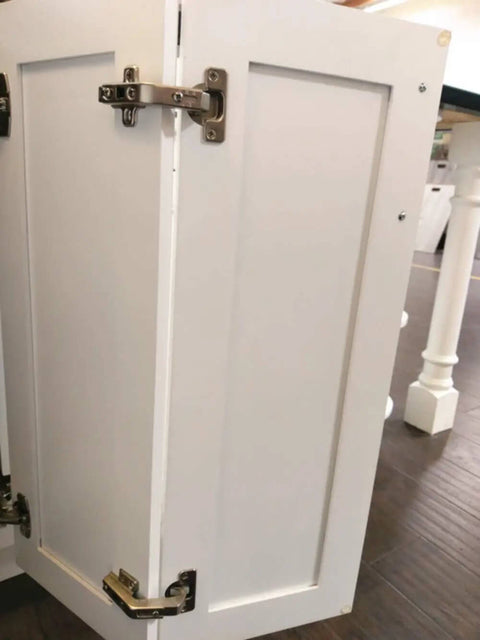 Corner Cabinet Hinge 135 Degree Beefy Heavy Duty Folding Door Hinge for Kitchen Corner Cabinets Stainless Steel Installed on White Cabinet