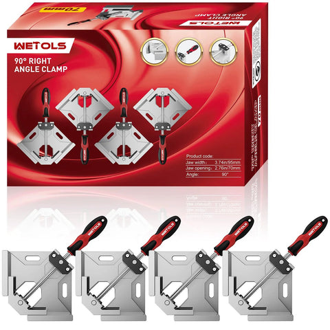 Corner Clamp Set For Woodworking Four Pack With Ninety Degree Right Angle And Adjustable Pro Grade Swing Jaw Clamps product image