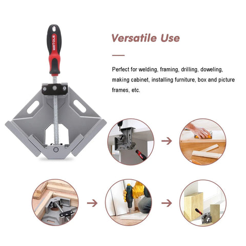 Corner Clamp Set For Woodworking Four Pack With Ninety Degree Right Angle And Adjustable Pro Grade Swing Jaw Clamps for framing use