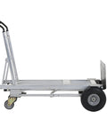 Side view of ✝️ COSCO 4-in-1 Folding Series Hand Truck with Flat-Free Wheels, showing metal frame and wheel design.