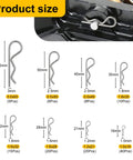 Product size chart for All Purpose Cotter Pin Kit With 283 Pcs In 304 Stainless Steel 16 Sizes Of Straight Pins And 129 R Clips