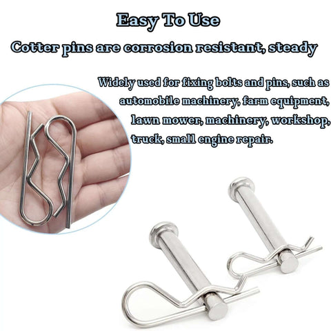 Close-up of 10pcs Cotter Pins, R Clips Hardware Pins, Spring Fasteners Hitch Pin, used for trailer locking, M2.5x50mm size