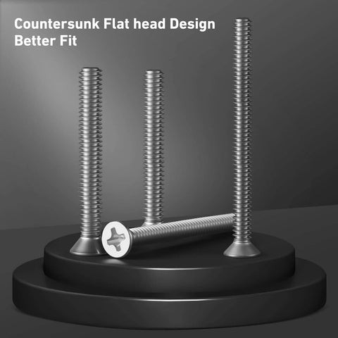 105 Pcs Extra Long Outlet Screws Kit with #6-32 and #8-32 Phillips Flat Head Machine Screws displayed on a black surface.