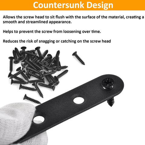 Countersunk metal bracket with screws for securing wood, showcasing countersunk design for flush fit and reduced snagging.
