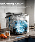 Effortlessly chill drinks with a compact countertop ice maker that delivers up to 26 lb of bullet ice daily, self cleaning function