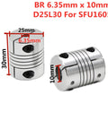 Coupler for 1000mm SFU1605 CNC Ball Screw Assembly, 6.35mm x 10mm, 25mm diameter, used for high load capacity and smooth motion