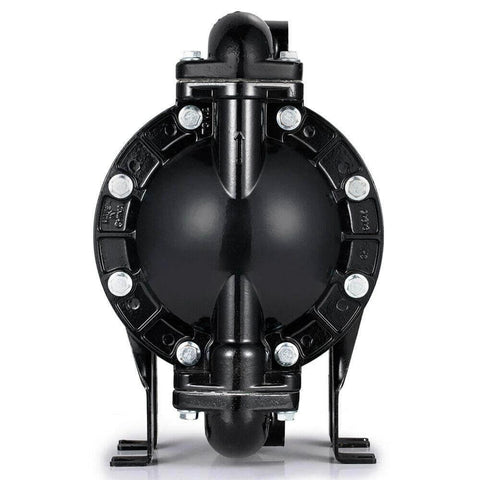Front view of Cozyel Air-Operated Diaphragm Pump Double Diaphragm Pump 1 inch Inlet & Outlet, Aluminum 35 GPM Max 120PSI, QBY4-25L.