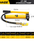 10 Ton Hydraulic Cylinder Jack Kit With 2 Inch Stroke And CP 180 Hand Pump displaying tube length and dimensions