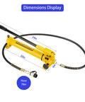 SLIYXTWIO CP-700 Hydraulic Hand Power Pump with dimensions, steel body, 10,000psi max pressure, hose length 78in shown