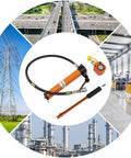 CP-700 Hydraulic Manual Pump and components surrounded by industrial and construction scenes.