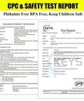 CPC and safety test report for 50 Balls Soft Plastic Ball Pit Balls for Kids, detailing phthalate-free, BPA-free materials and safety certification.