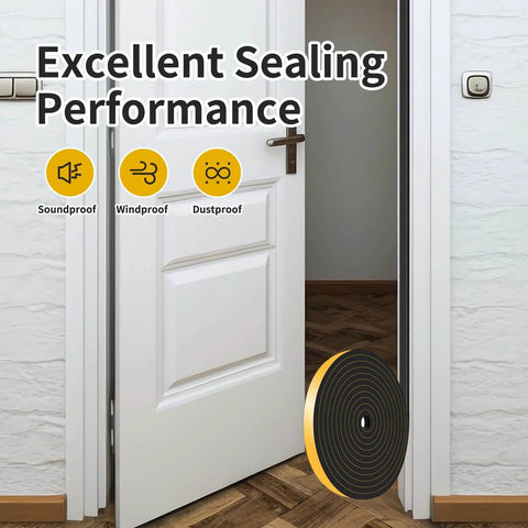 Weather Stripping Door Seal,Weather Stripping,Soundproof,Cold Insulation,High Density CR Foam Insulation Tape, black roll near door